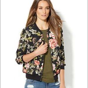 New York & Company Floral Bomber Jacket
